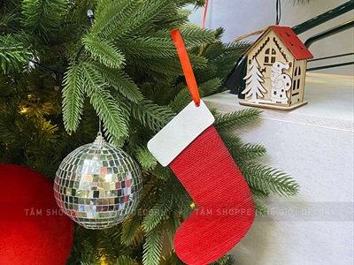 Vớ gỗ Noel treo trang trí Giáng Sinh PKT-X-06